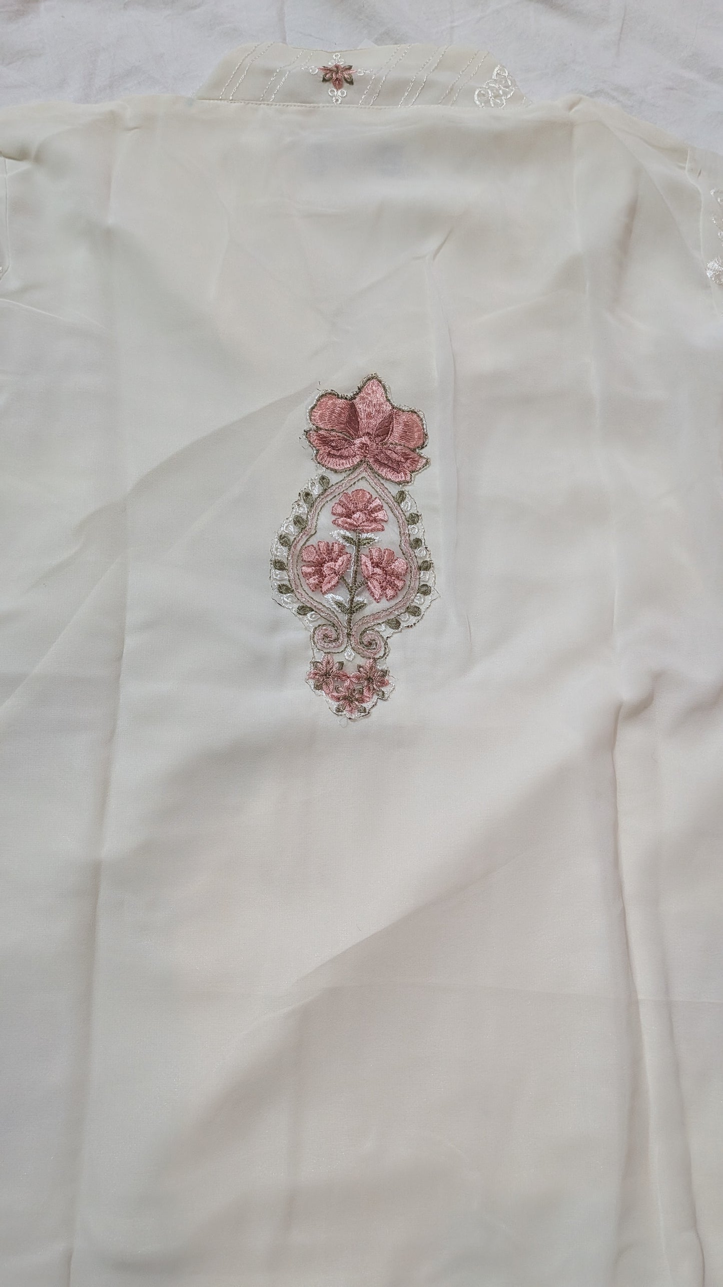 Ethereal Ivory & Mauve Lux Embroidered Suit Set | Cutwork & Pearl Edition