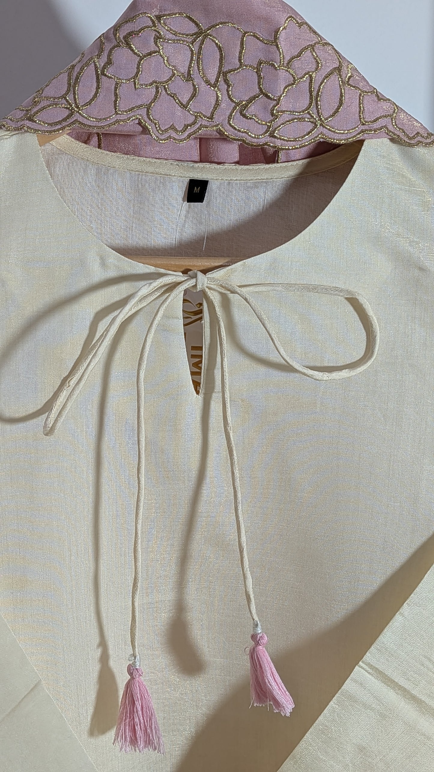 Blush & Cream Luxe Silk-Blend Suit | Floral Scalloped Cutwork Series
