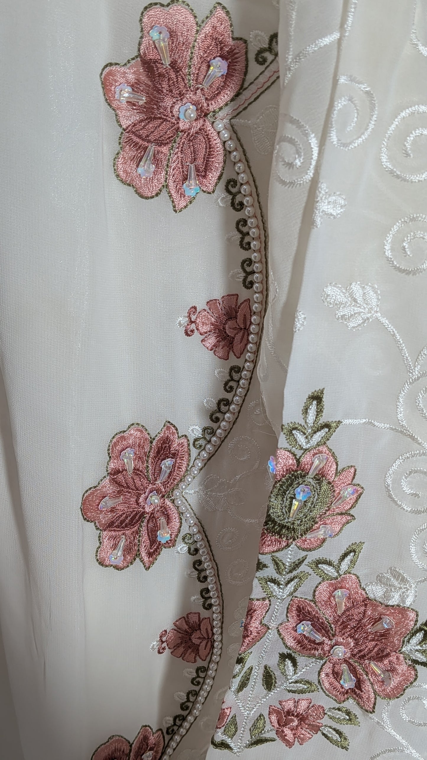 Ethereal Ivory & Mauve Lux Embroidered Suit Set | Cutwork & Pearl Edition
