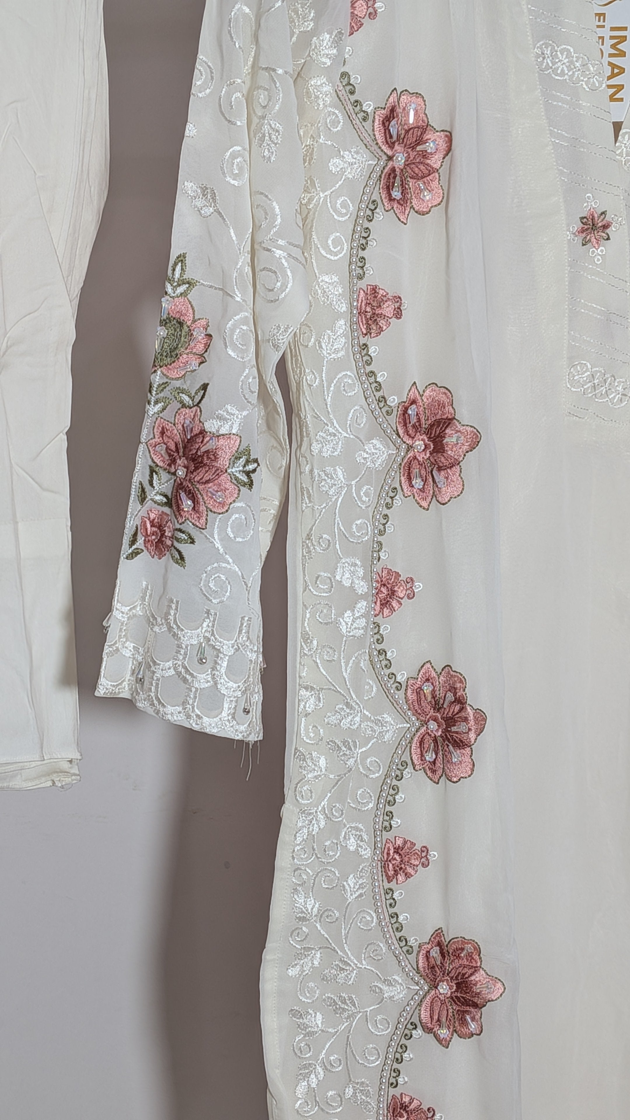 Ethereal Ivory & Mauve Lux Embroidered Suit Set | Cutwork & Pearl Edition