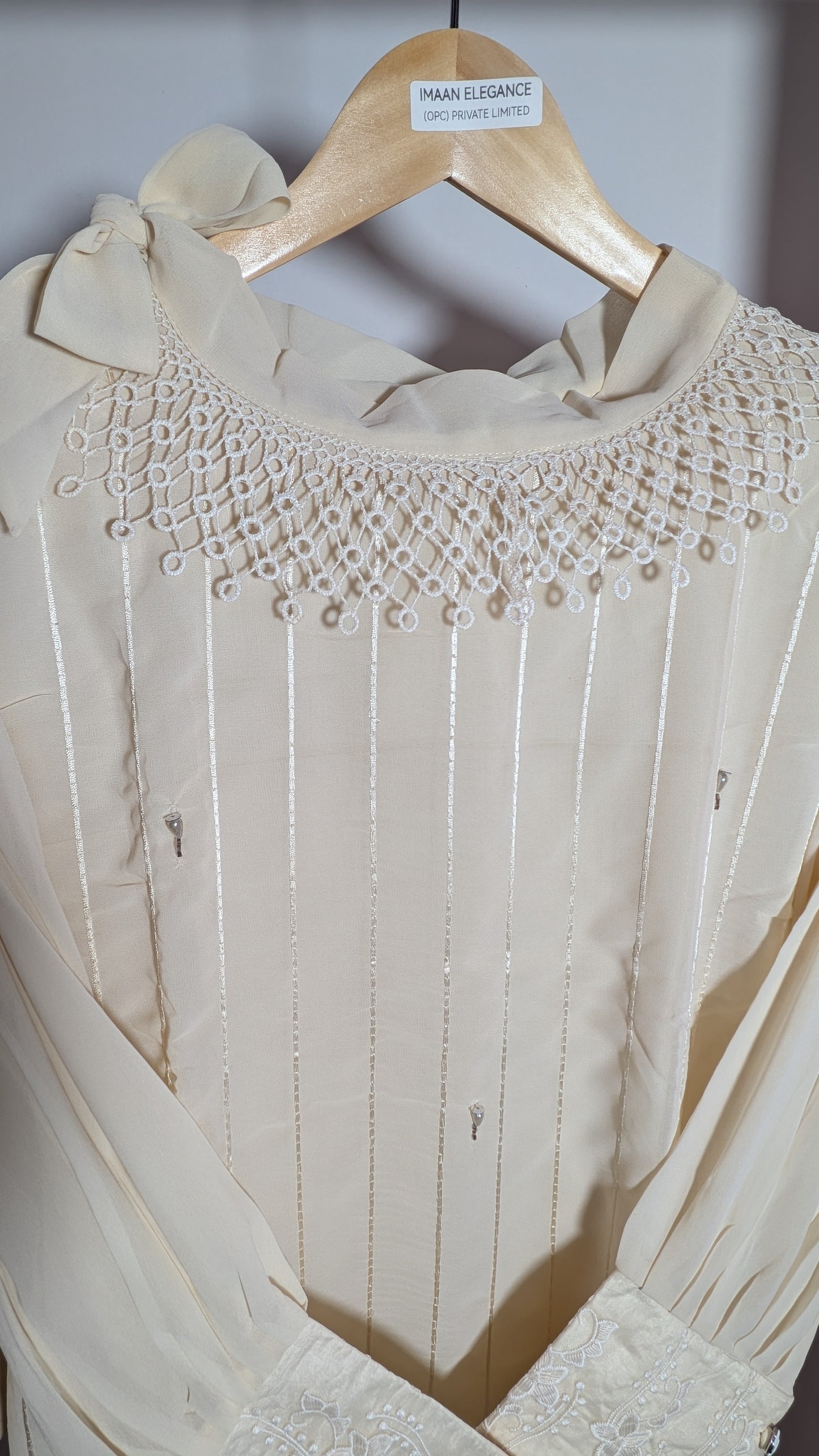 Vintage Ivory Lurex Suit Set | Crochet Lace & Shibori Edition