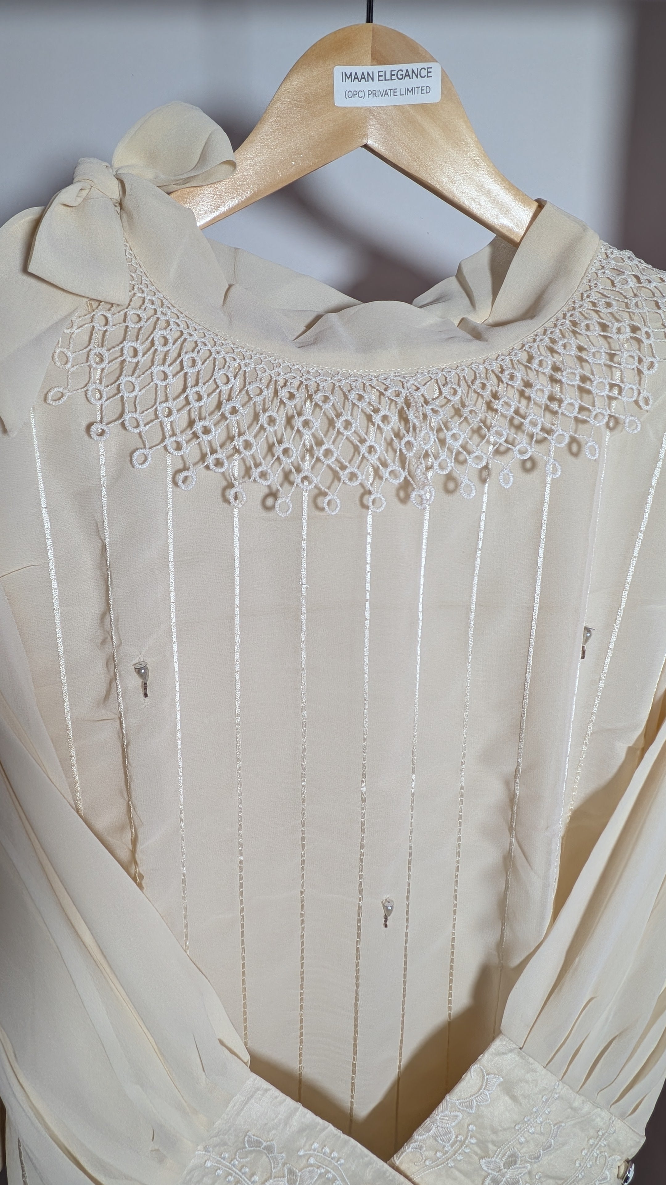 Vintage Ivory Lurex Suit Set | Crochet Lace & Shibori Edition