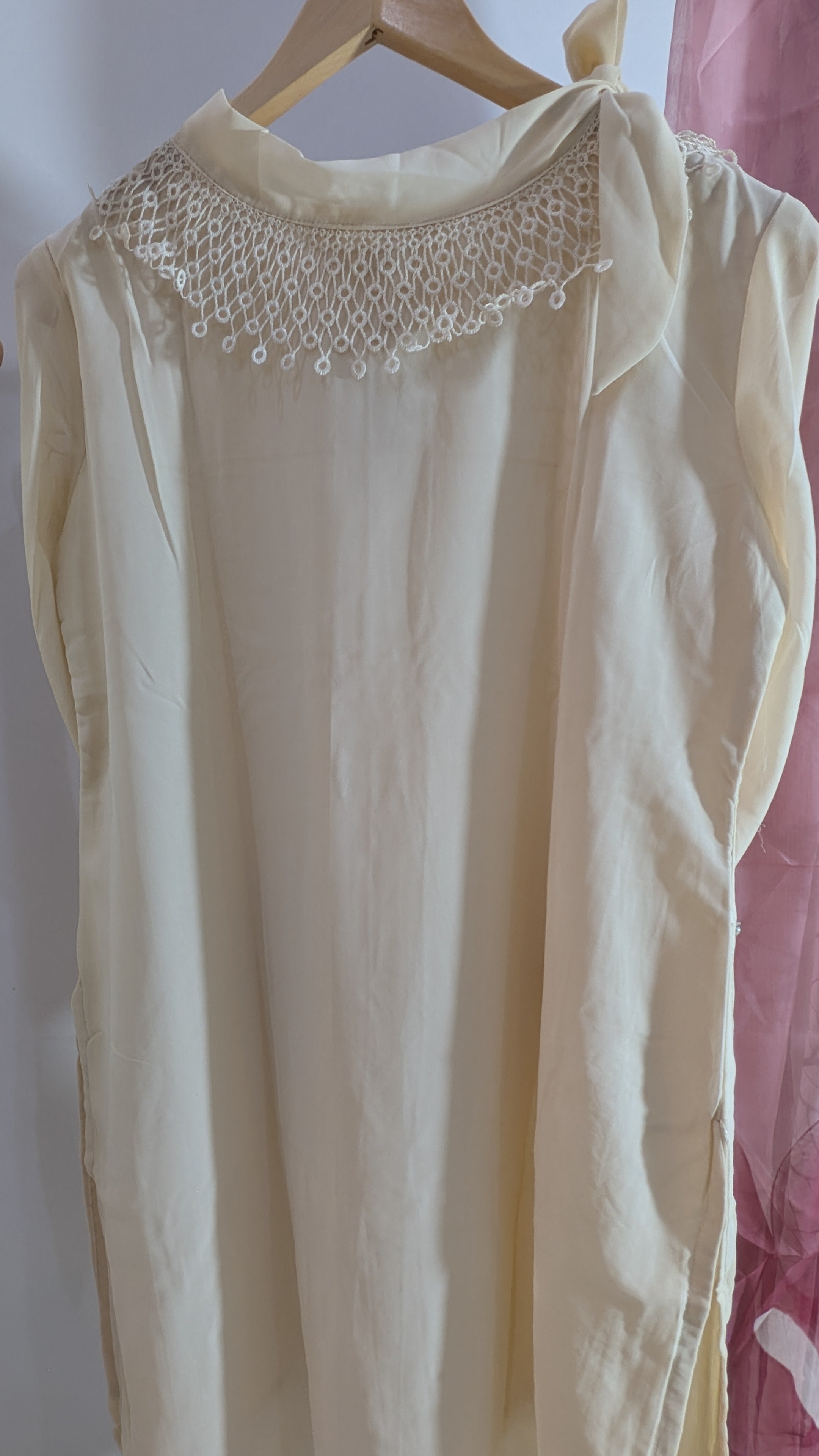 Vintage Ivory Lurex Suit Set | Crochet Lace & Shibori Edition