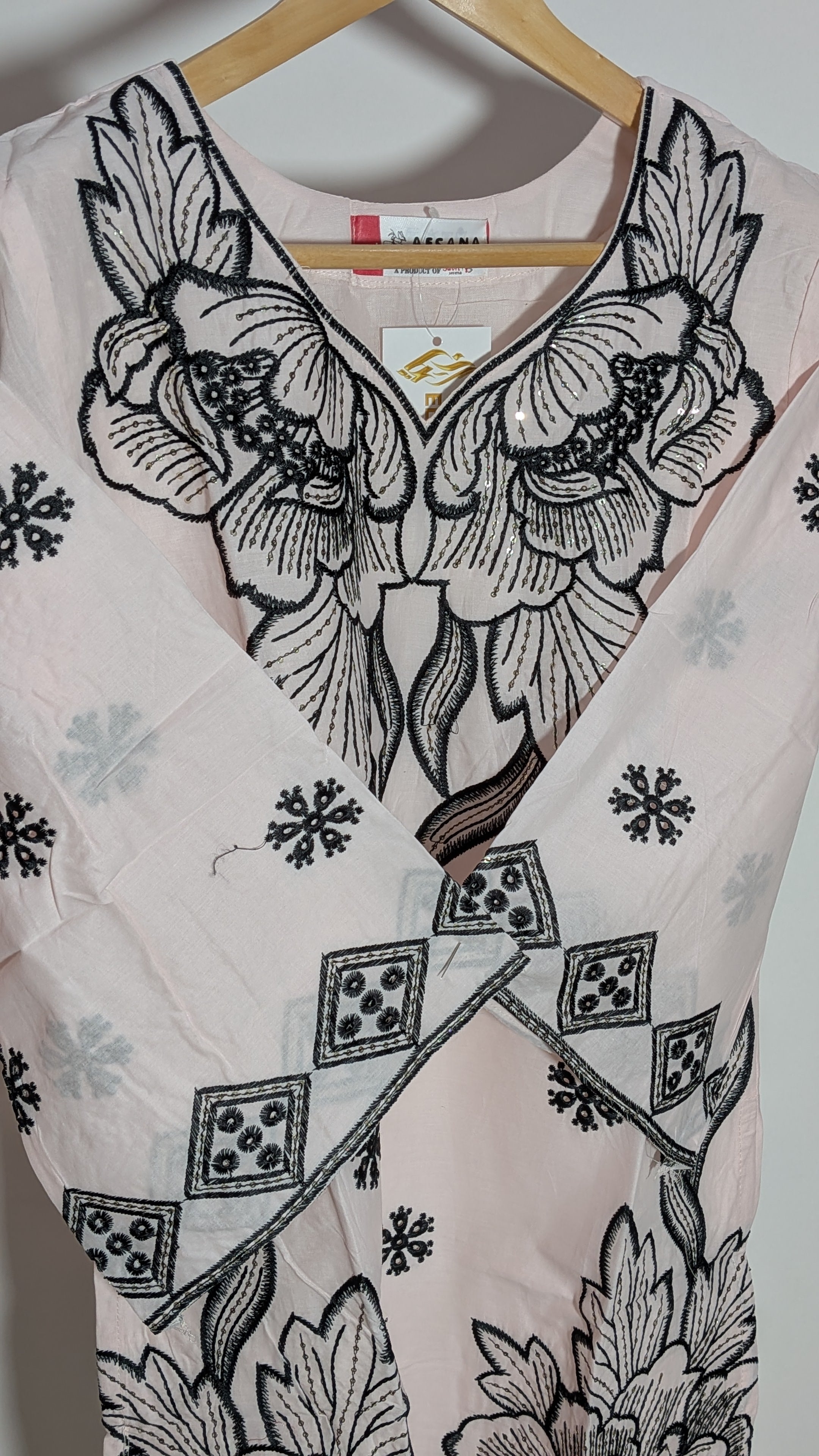 Blush & Obsidian Bold Floral Embroidered Suit Set