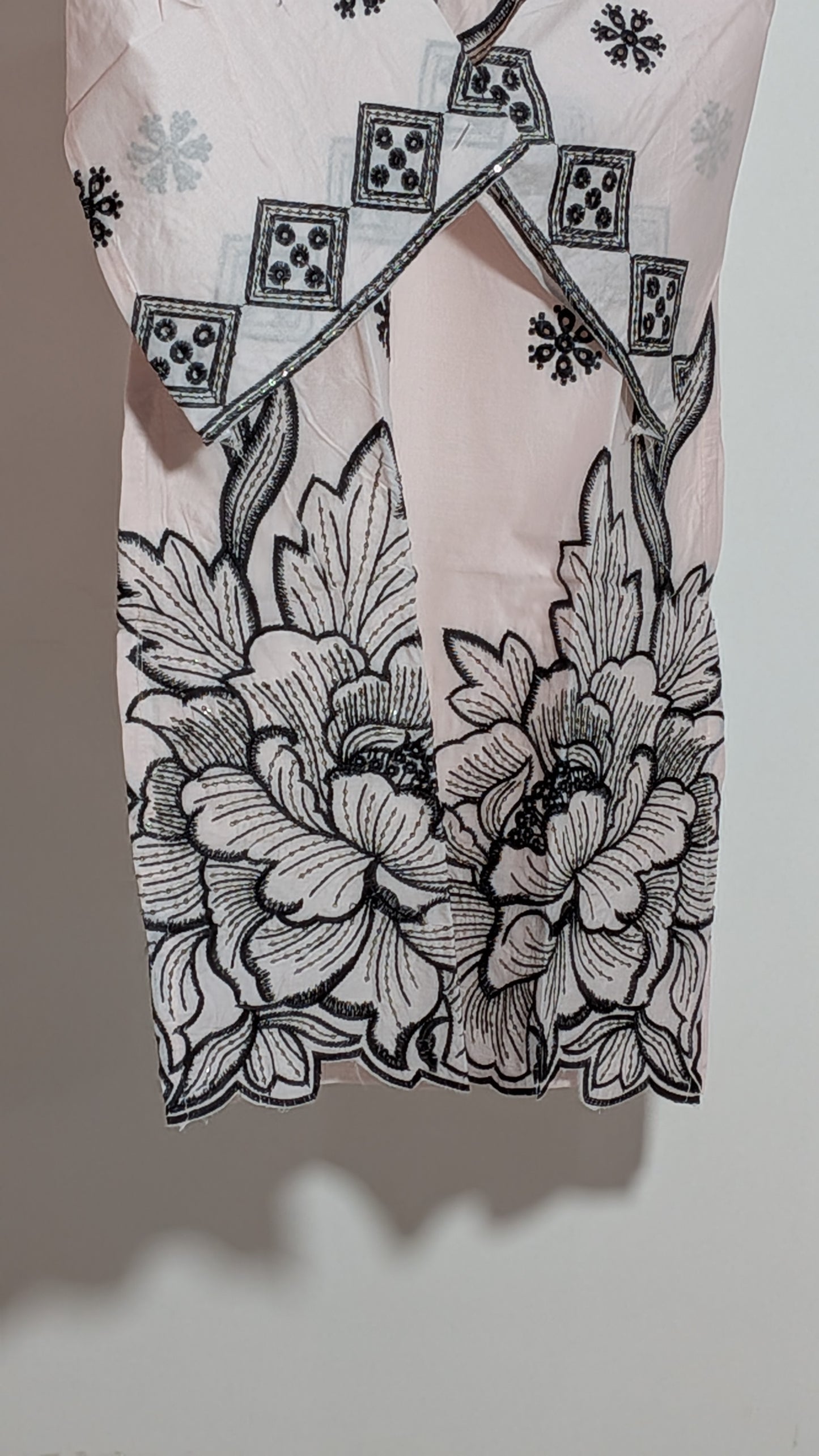 Blush & Obsidian Bold Floral Embroidered Suit Set