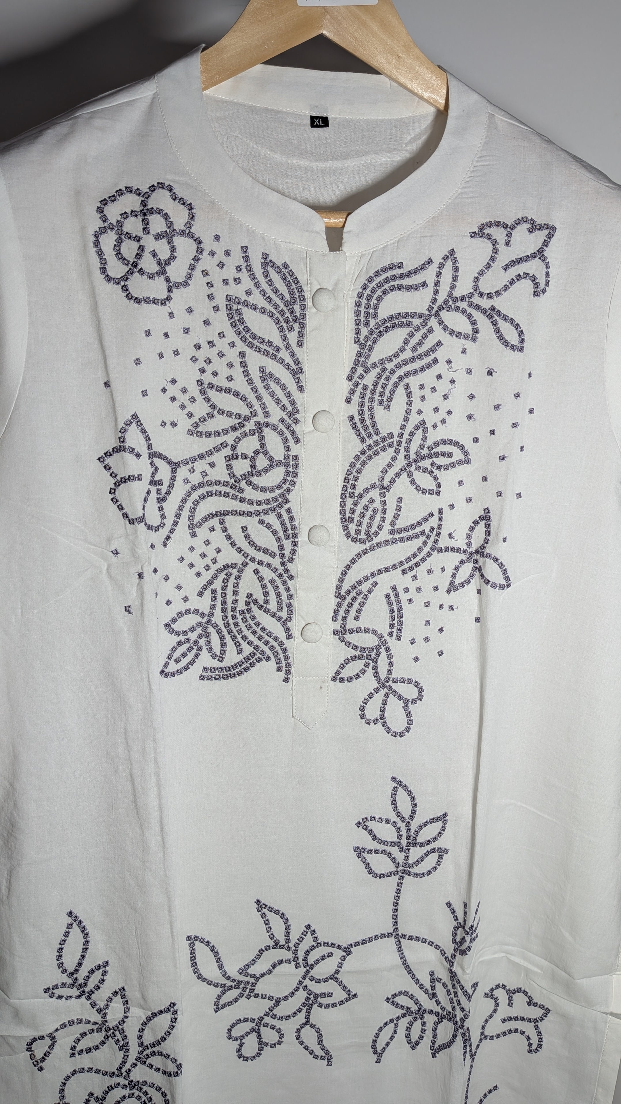 Pristine Ivory & Slate Grey Embroidered Suit Set | Dotted Motif Edition