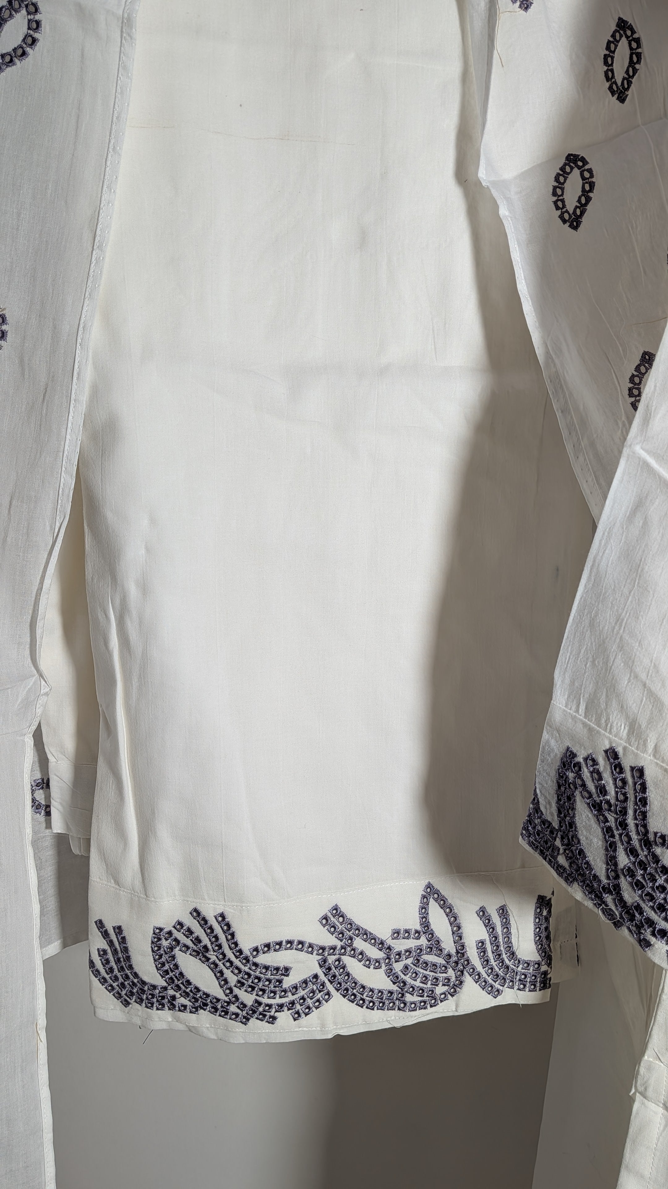 Pristine Ivory & Slate Grey Embroidered Suit Set | Dotted Motif Edition