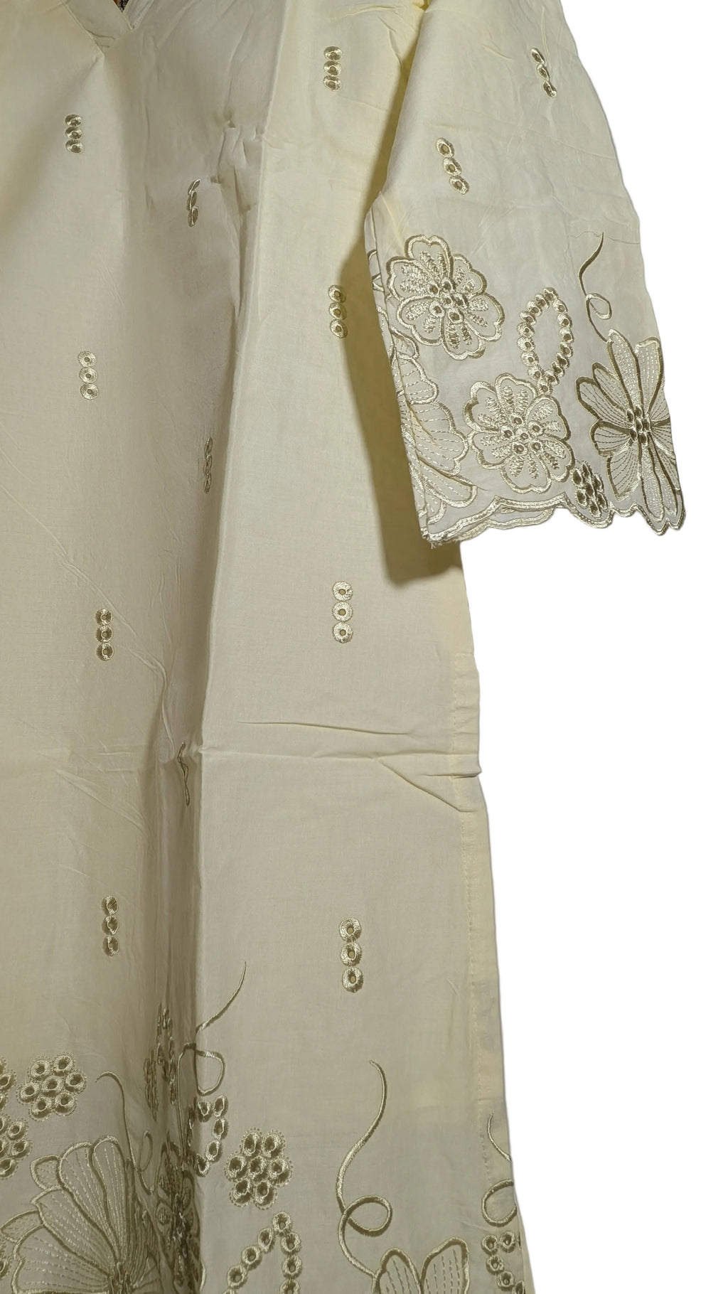 Soft Buttercream Floral Scalloped Co-ord Set | Tone-on-Tone Edition