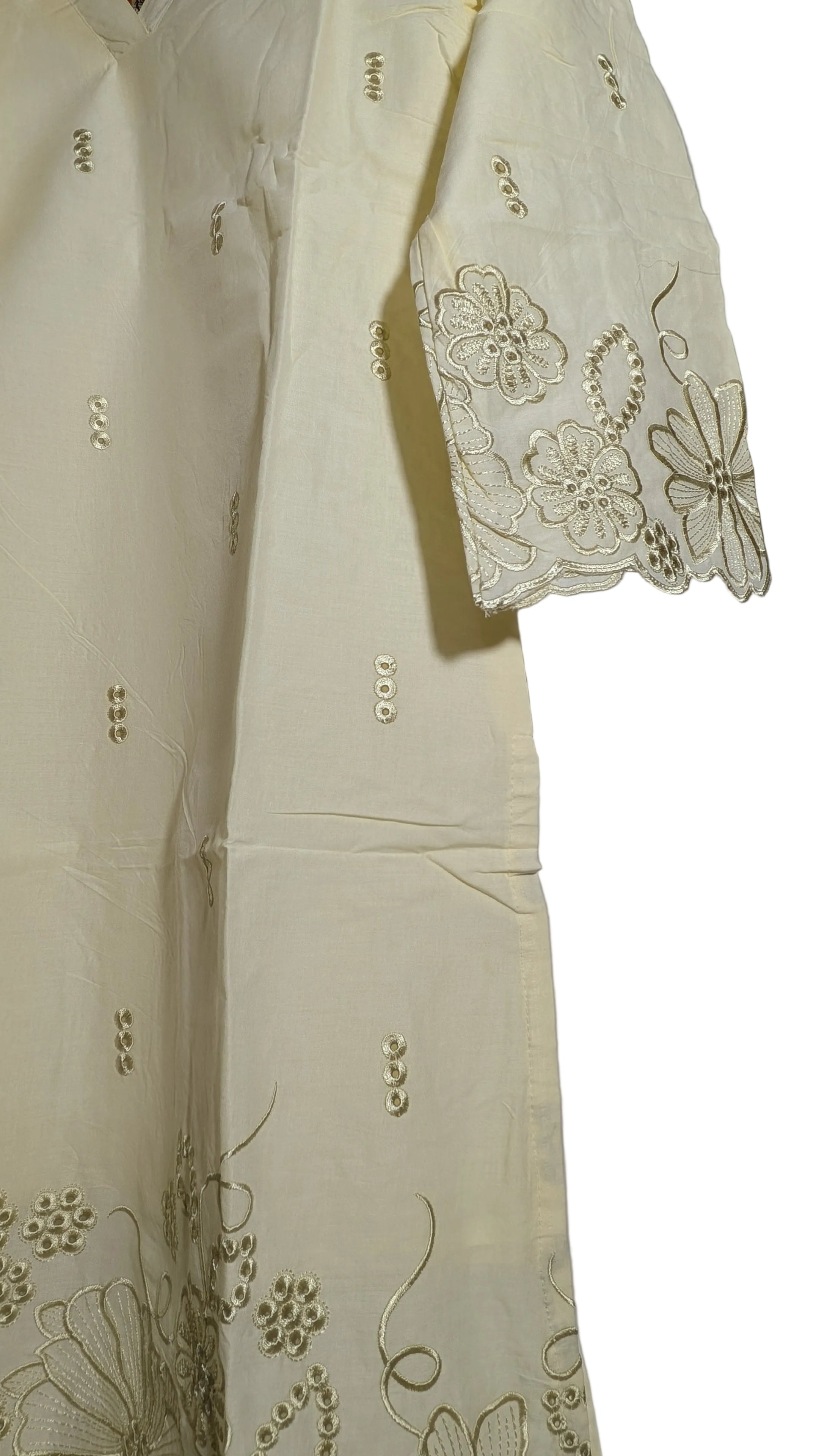 Soft Buttercream Floral Scalloped Co-ord Set | Tone-on-Tone Edition